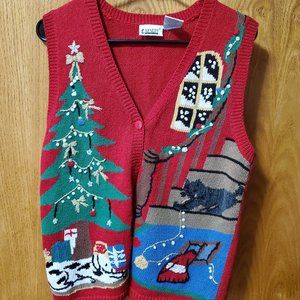 Womens Sleeveless Christmas Cardigan Sweater Vest Size S By Capacity